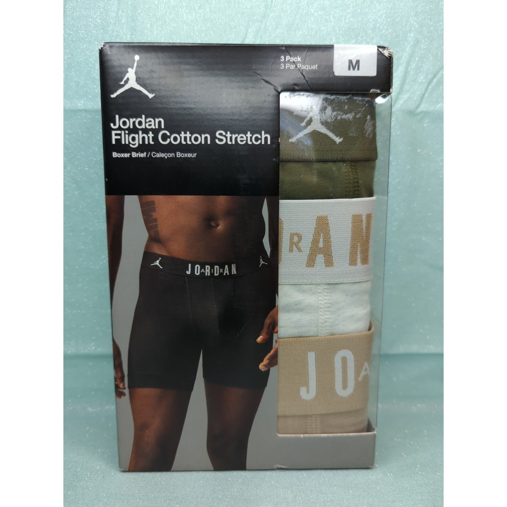 Mens Jordan Flight Cotton Stretch Boxer Briefs Medium 3-pack